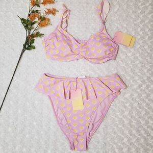 Stoney Clover Lane x Target lavender orange flutter heart print swimsuit